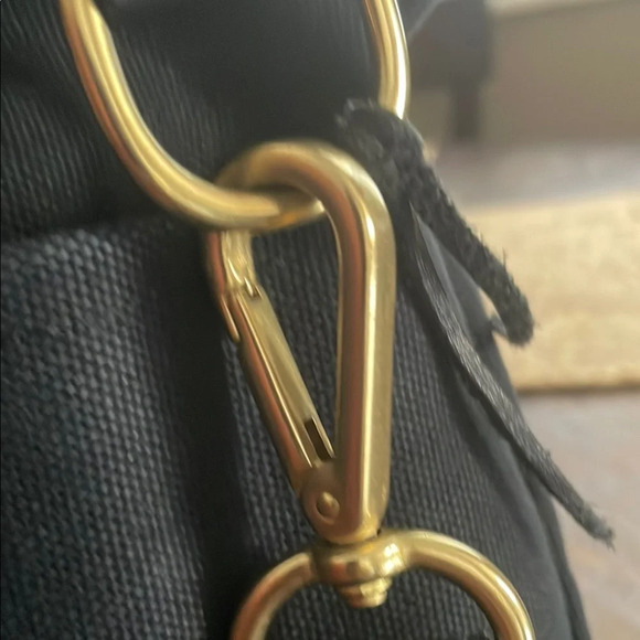 Black Canvas Leather Satchel with Adjustable Strap and Top Handle - Picture 8 of 9